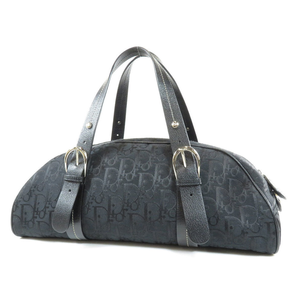 Christian Dior Trotter Pattern Rose Embroidery Handbag Canvas